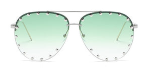 Ladies Metal Rivet Pilot Sunglasses