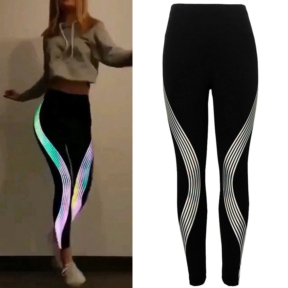 Rainbow Reflective Leggings For Women