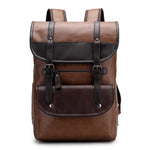 Vintage Durable Casual Leather Canvas Buckle Backpack