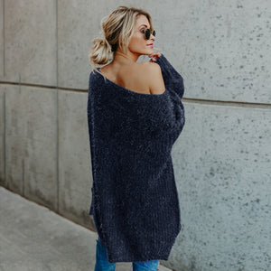 Hot Women Autumn Winter One Shoulder Sweater Plus Size Loose Fit