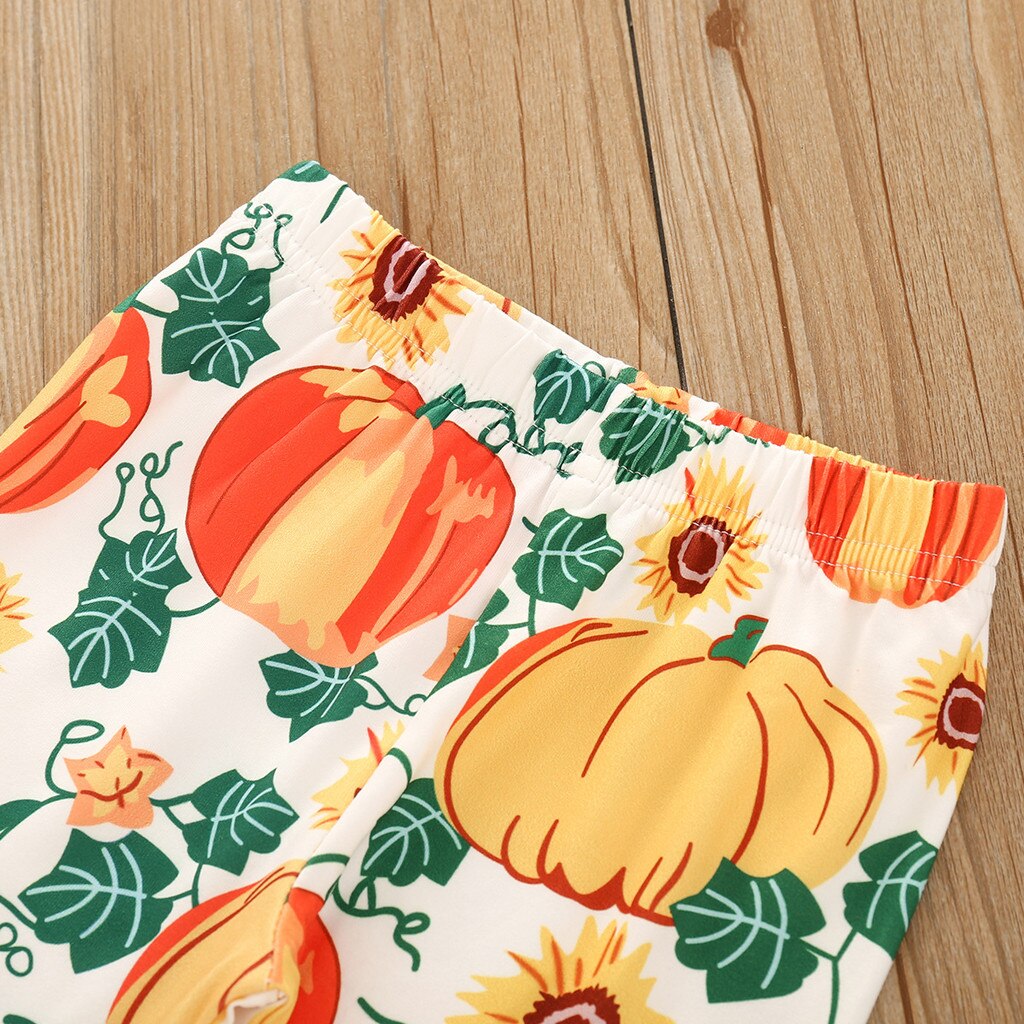 Kids Halloween Pumpkin Print tails Dress Sets Toddler Long-sleeved