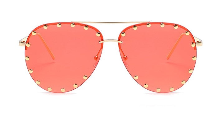 Ladies Metal Rivet Pilot Sunglasses