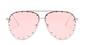 Ladies Metal Rivet Pilot Sunglasses