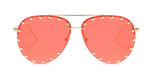 Ladies Metal Rivet Pilot Sunglasses