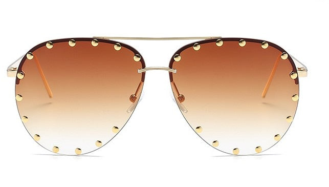 Ladies Metal Rivet Pilot Sunglasses